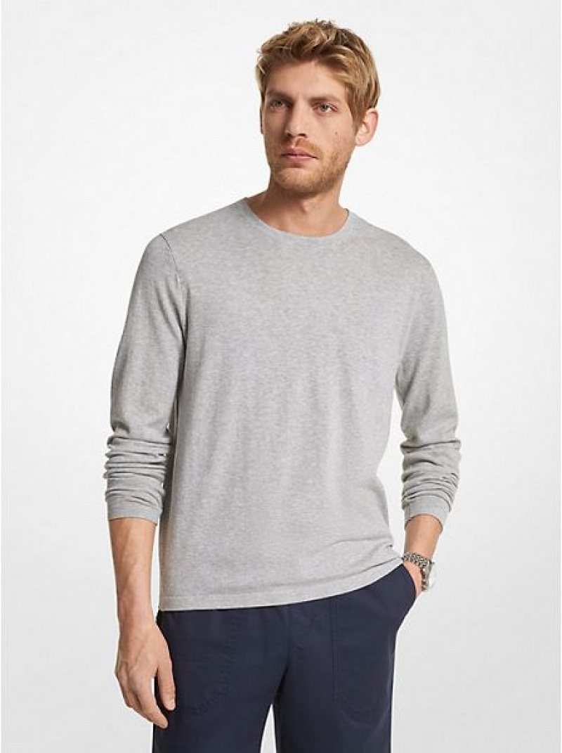 Suéteres Michael Kors Algodon Jersey Crewneck Hombre Gris | 921764-DBV