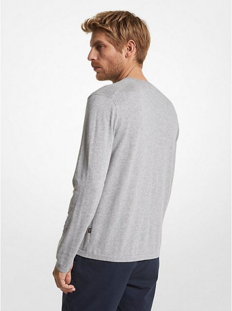 Suéteres Michael Kors Algodon Jersey V-neck Hombre Gris | 670391-TME