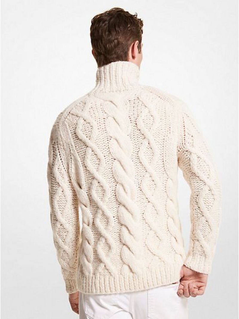 Suéteres Michael Kors Cable Alpaca Blend Turtleneck Hombre Beige | 156349-DPF