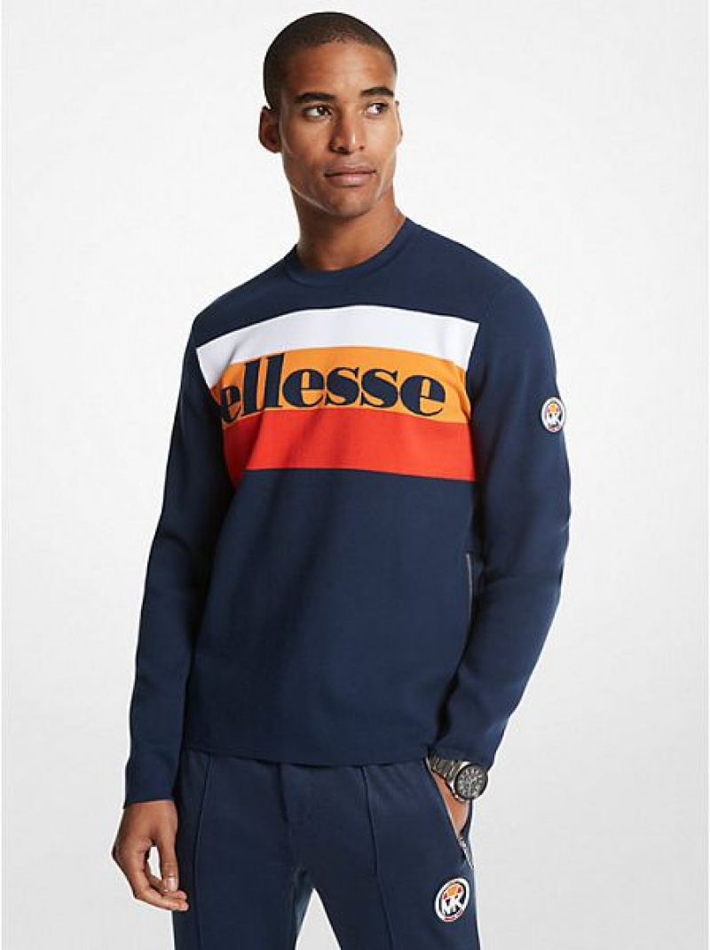 Suéteres Michael Kors Mk X Ellesse A Rayas Logo Stretch Viscose Hombre Multicolor | 025483-RQS