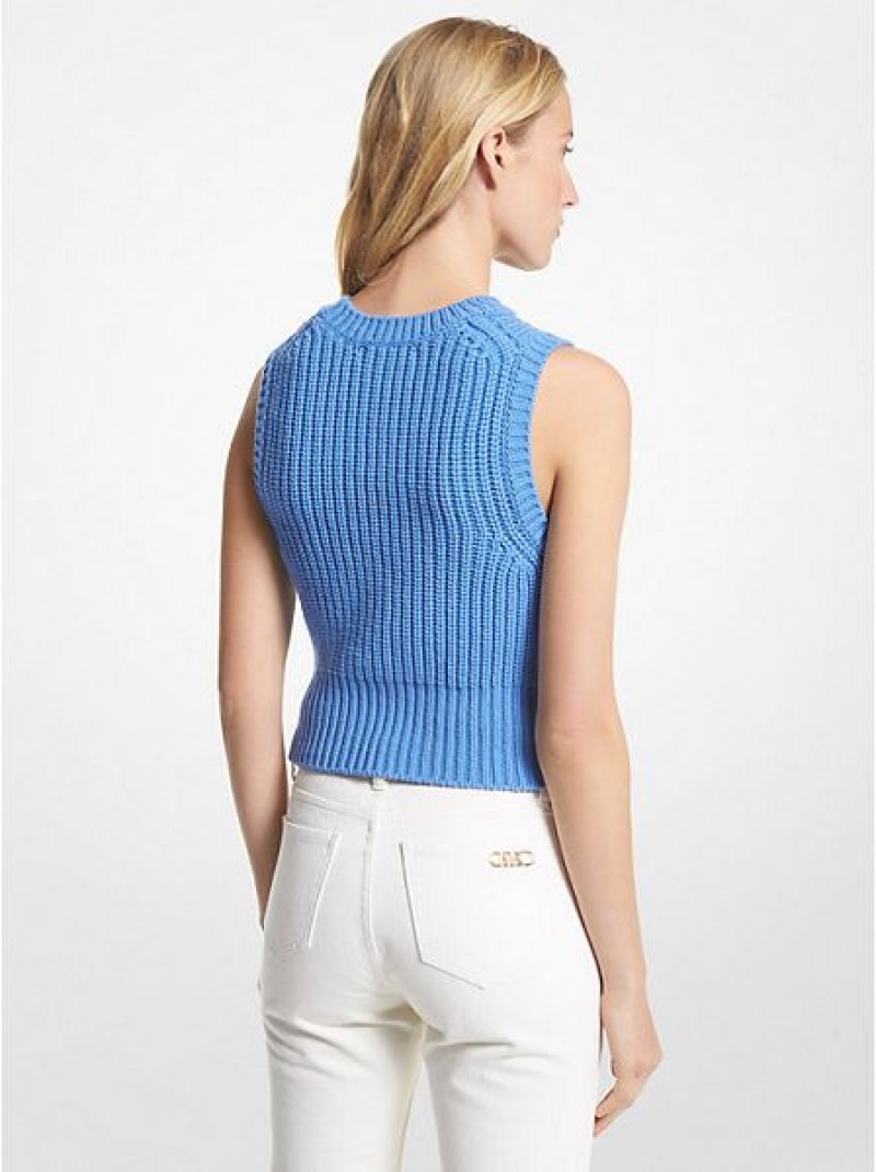 Suéteres Michael Kors Sin Manga Merino Lana Blend Mujer Azules | 283619-STP