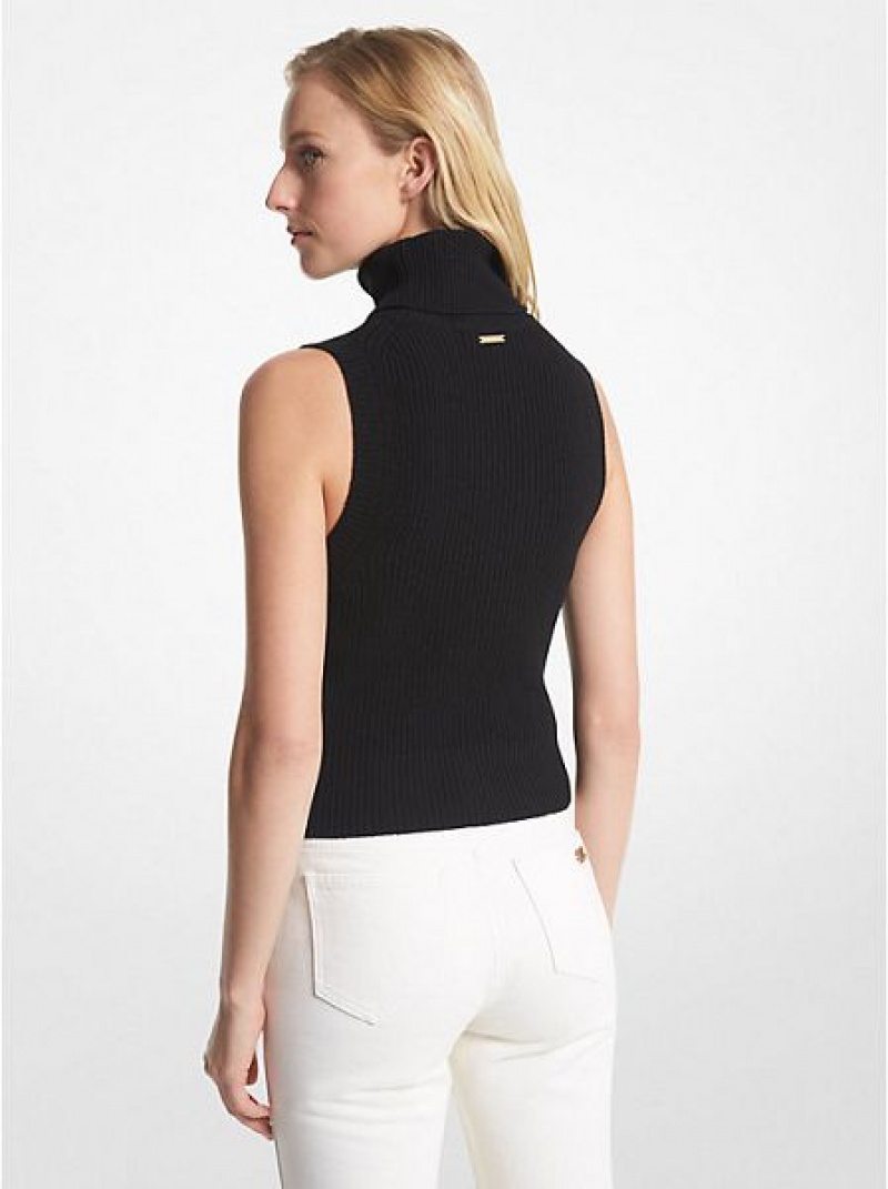 Suéteres Michael Kors Sin Manga Merino Lana Blend Turtleneck Mujer Negras | 254839-OLJ