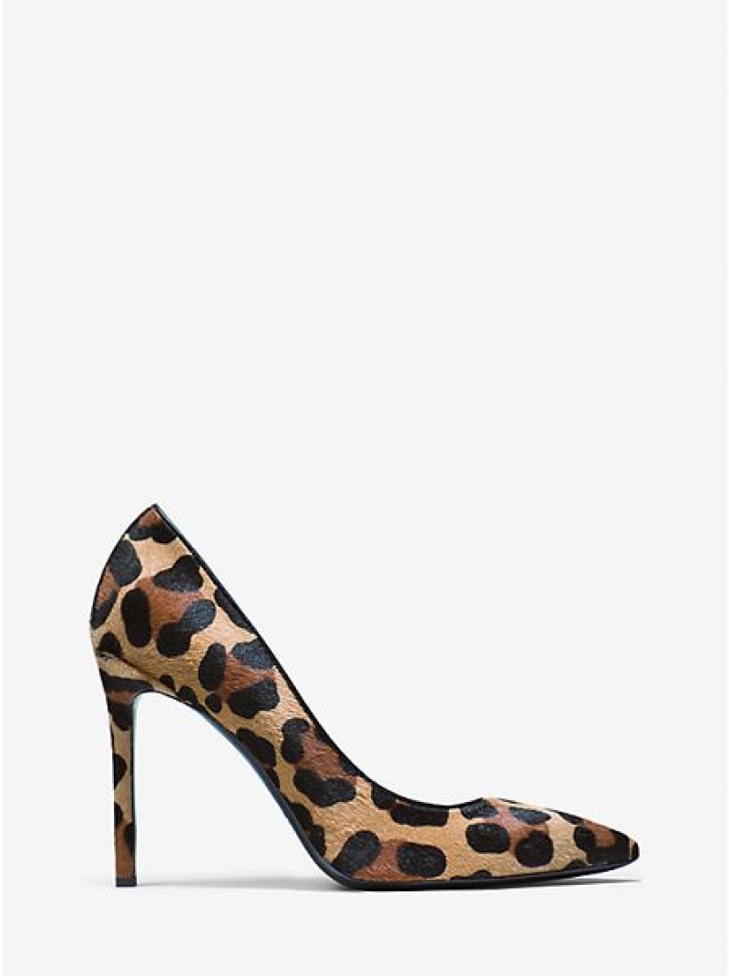 Tacones Michael Kors Gretel Leopard Calf Hair Mujer Negras Marrones | 463802-SLP