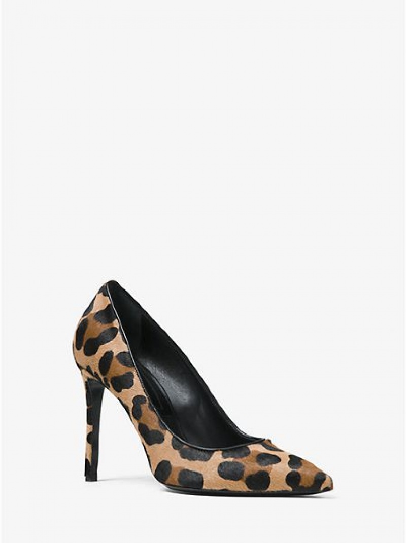 Tacones Michael Kors Gretel Leopard Calf Hair Mujer Negras Marrones | 463802-SLP