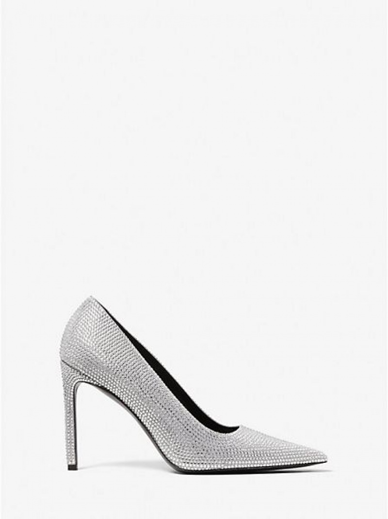 Tacones Michael Kors Martine Crystal Embellished Gamuza Mujer Gris | 236719-QTJ