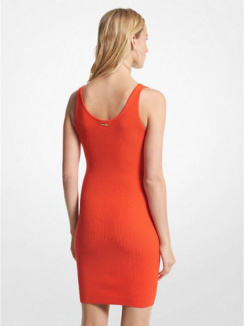 Vestido Michael Kors Acanalado Stretch Viscose Tank Mujer Naranjas | 529687-EDH