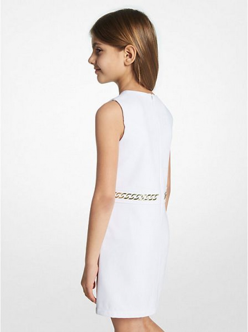 Vestido Michael Kors Chain Embellished Woven Niños Blancas | 187092-QVT