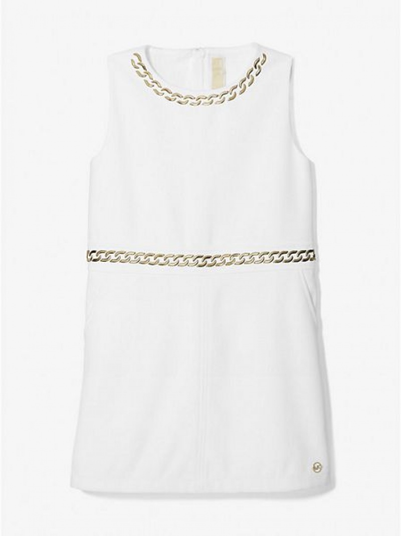 Vestido Michael Kors Chain Embellished Woven Niños Blancas | 187092-QVT