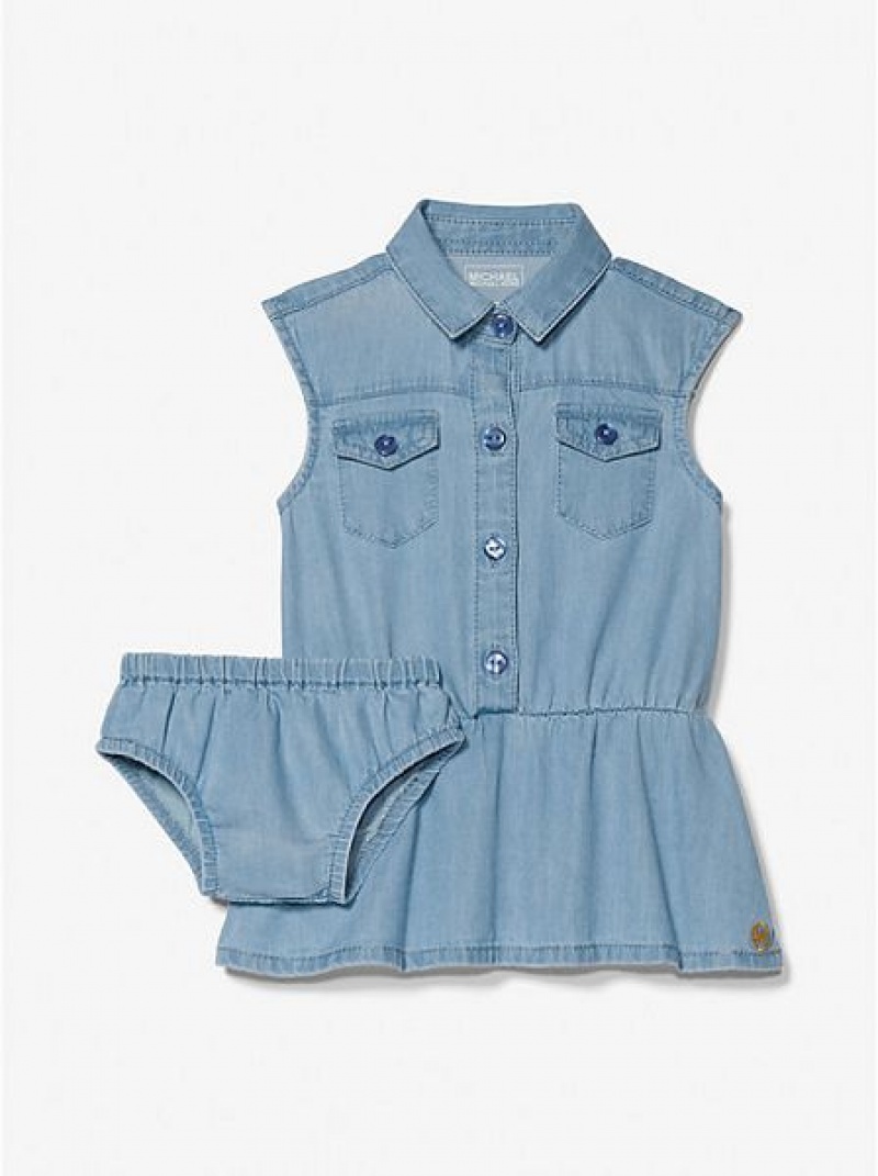 Vestido Michael Kors Chambray And Bloomer Niños Azules | 021659-SUI