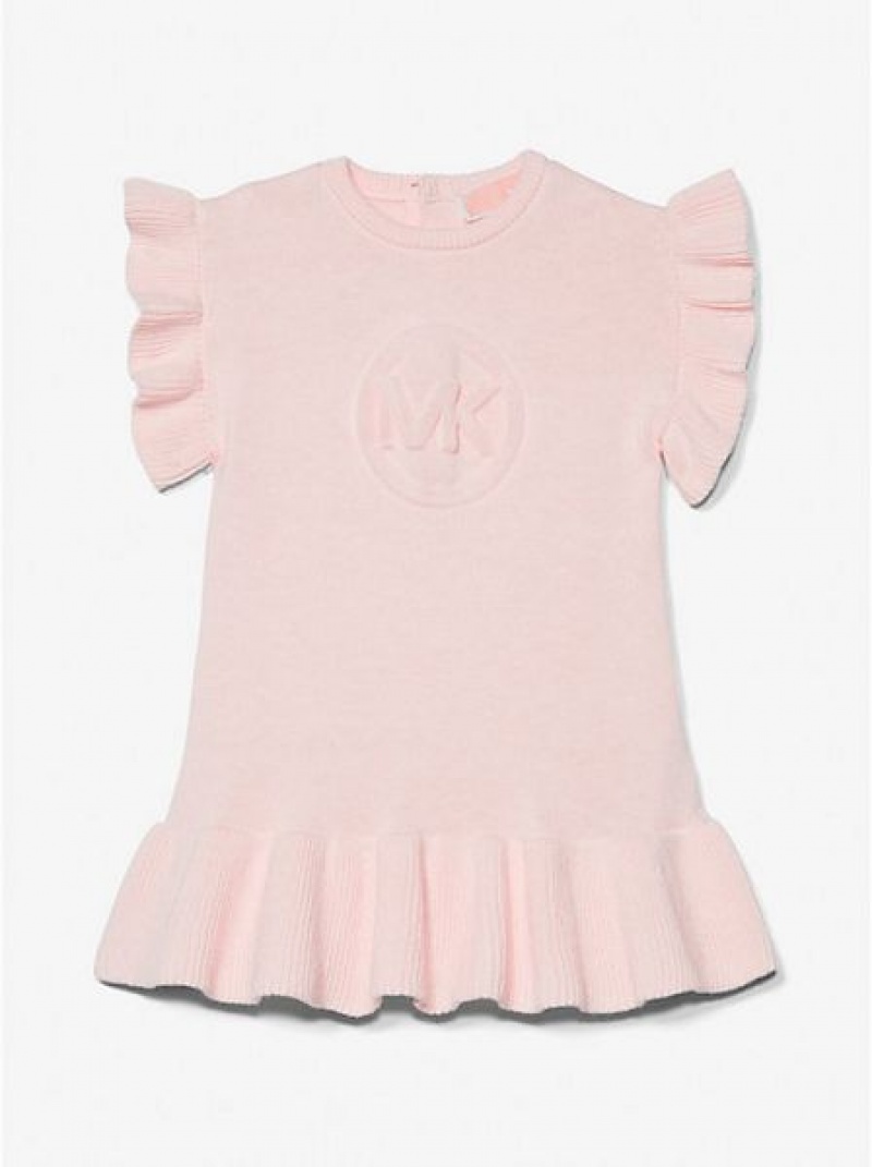 Vestido Michael Kors Logo Embossed Algodon Ruffled Niños Rosas | 208357-HAW