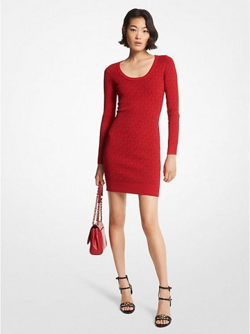 Vestido Michael Kors Logo Jacquard Sueter Mujer Rojas | 150467-LEI