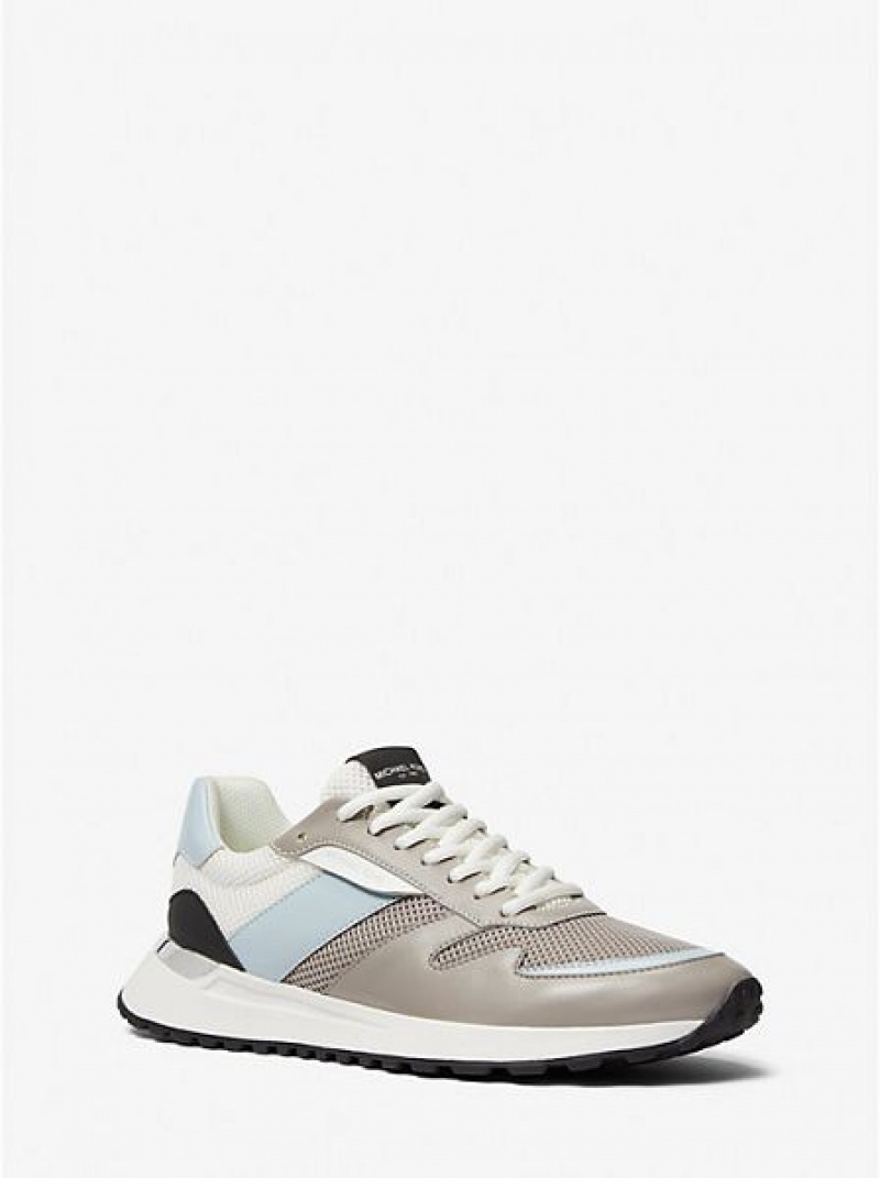 Zapatillas Michael Kors Dax Cuero And Mesh Hombre Gris | 246017-EXG