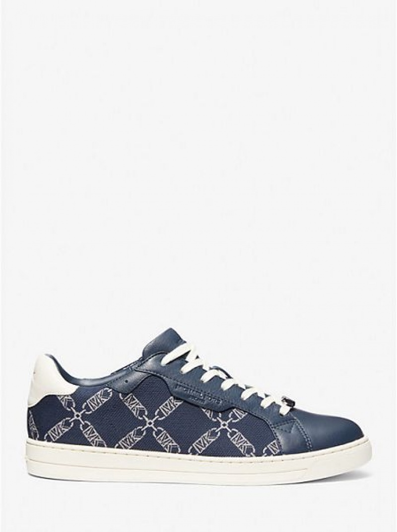 Zapatillas Michael Kors Keating Empire Logo Jacquard And Cuero Hombre Azul Marino | 463092-WUZ